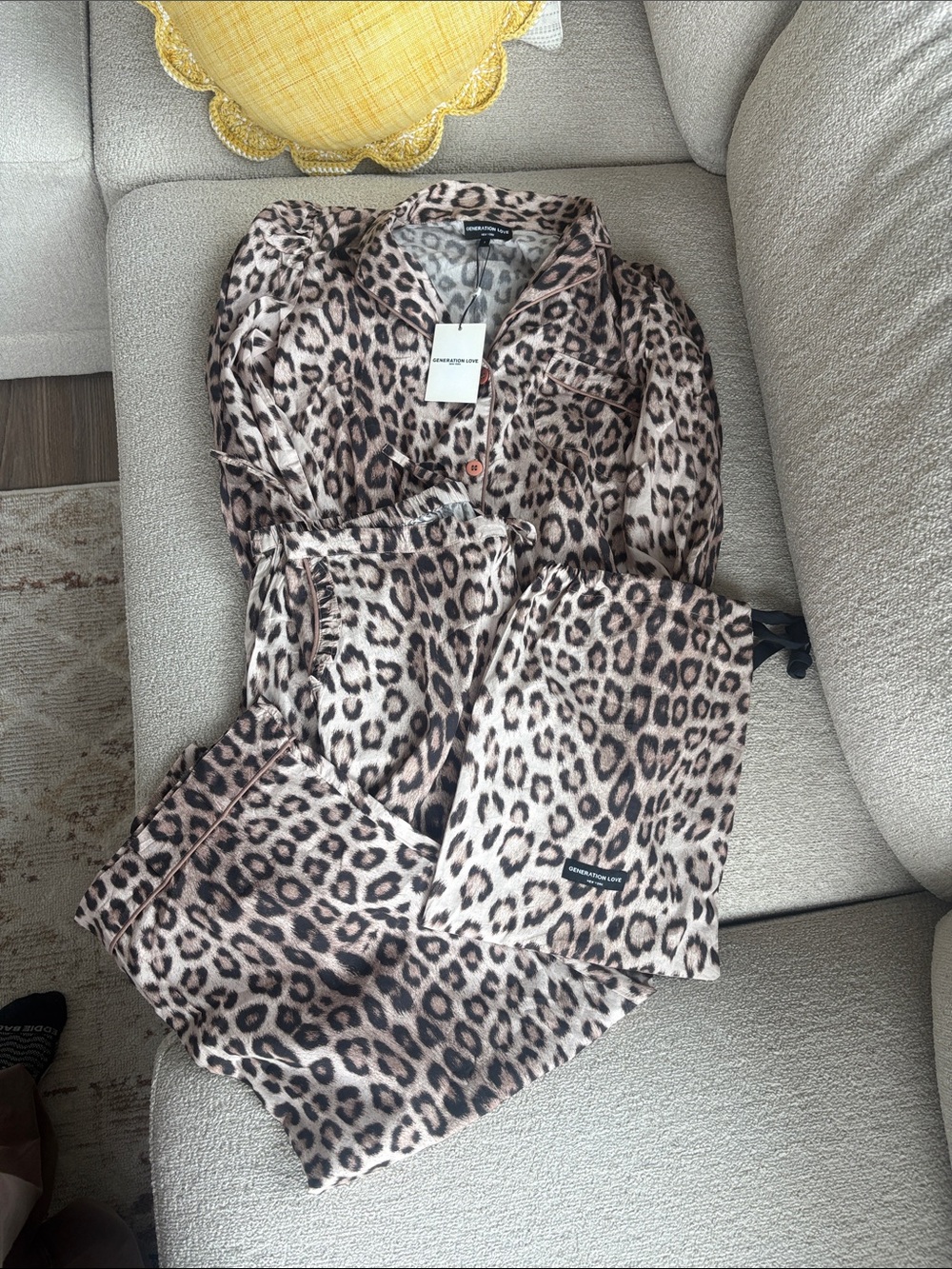 Generation Love Leopard Print Pajama Set - Taupe & Black
